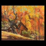 AMERICAN SCHOOL (20th century) "Autumn Forest" Oil on canvas. 22 x 28 inches; Framed: 28 1/4 x 34