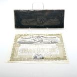 Boston and Albany Railroad Company Bond Header.  Steel 12 x 5 inches, impressive and beautifully