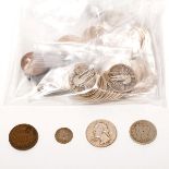 Lot of US Coins.  Including 2 cent (10), 3 cent silver (2), 3 cent nickel (13), 5 cent Liberty