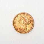 US 1901(S) $5 Gold Eagle, F - VF Condition.