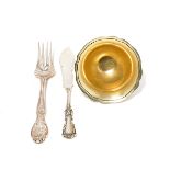 Tiffany Richelieu Sterling Silver Serving Fork, Peruvian Master Butter Server, and a Silver Gilt