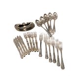 Partial Set of 830 Standard Silver Flatware,  Comprising six dinner forks and six Ole G. Haehre