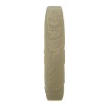 A White Jade 'Lezi' Pendant  The cylindrical pendant carved in relief to depict dueling chilong