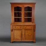 Country Sycamore Two Piece Cupboard with Glass Doors {Dimensions 79 x 50 1/2 x 20 1/4 inches} [Keys]