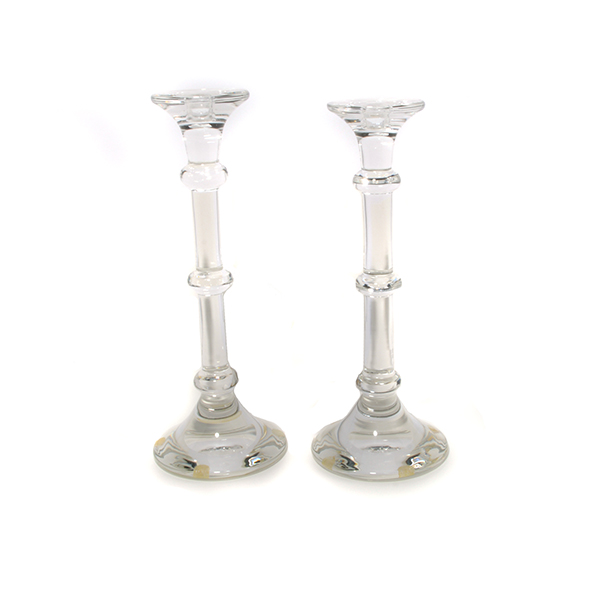 Pair of Val St. Lambert Crystal Candlesticks {Height 16 1/2 inches}