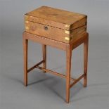 Campaign Brass Bound Mahogany Lap Desk on A Later Stand {Dimensions 24 1/2 x 17 x 10 1/2 inches} [