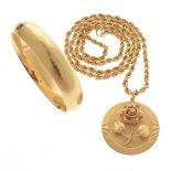 Collection of Imitation Stone, 14k Yellow Gold Jewelry Items. Including one engraved, 14k yellow