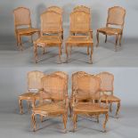 Suite of Twelve French Provincial Dining Chairs, with caned seats and backs, one signed L.Yonke {