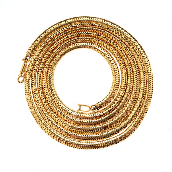 Collection of Two 14k Yellow Gold Neck Chains. Including one 3.00 mm 30 inch flattened snake link, - Image 3 of 4