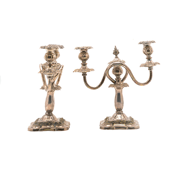 Pair of Sheffield Silver Plate Three Light Candelabra {Height 10 3/4 inches, width 11 inches} - Image 2 of 6