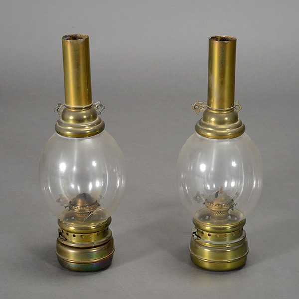 Pair of American Brass Ship Wall Mounted Lights, Loeffel Holz & Co., Milwaukee, WI {Height 18
