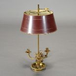 Louis XVI Style Gilt Bronze Three Light Bouillotte Lamp with Red Tole Shade {Height 24 inches}