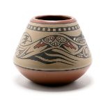 Margaret and Luther Guiterrez (1911-1987), Santa Clara Pueblo Vessel, with first prize ribbon from