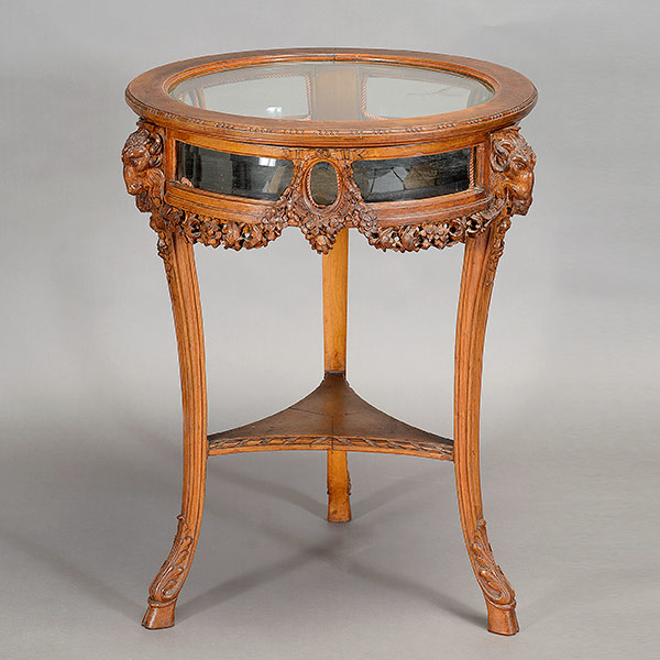 Louis XVI Style Tripod Vitrine Table {Height 31 1/4, diameter 24 inches}