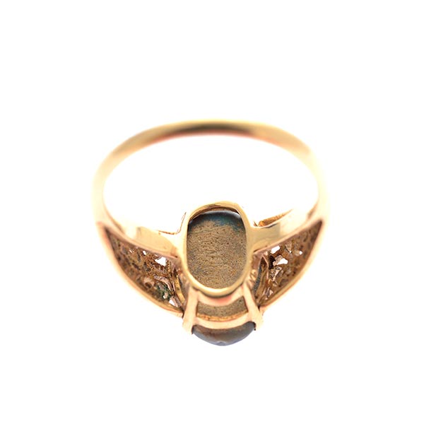 Black Opal, 14k Yellow Gold Ring. Featuring one oval shaped black opal cabochon measuring - Image 4 of 4