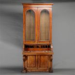 Massive Gothic Revival Mahogany Barrel Top Secretary Bookcase {Dimensions 102 x 49 x 22 1/2