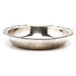 Tiffany Sterling Silver Bowl, Circa 1916, the square bowl with chamfered ends, cast with a rosette