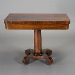 George IV Rosewood Games Table with Felt Lined Flip Top {Dimensions open 29 x 38 x 37 inches}