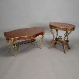 Empire Style Gilt Bronze Gueridon and Coffee Table {Dimensions coffee table 21 x 44 x 23 1/2 inches;