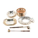 Collection of Sterling Dishes: Including a pair of English silver wood lined coasters {diameter 5