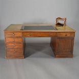 Victorian Mahogany Pedestal Partner's Desk with Leather Top {Dimensions 29 1/2 x 72 x 40 1/2 inches}