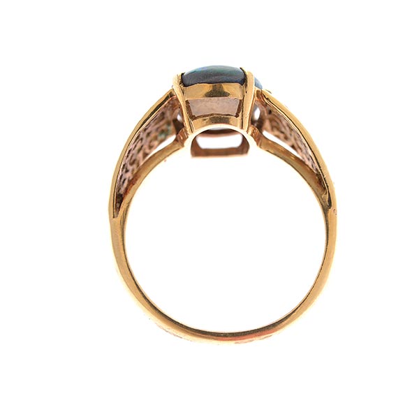 Black Opal, 14k Yellow Gold Ring. Featuring one oval shaped black opal cabochon measuring - Image 3 of 4