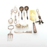 Collection of Silver Flatware: Comprising a pair of Mexican sterling salad servers in the Georg