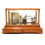 Victorian Oak Cased Barograph and Thermometer, James Brown, Glasgow  {Dimensions 8 3/4 x 14 x 8 1/