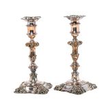 Early Pair of English Sheffield Silver Plate Candlesticks {Height 8 3/4 inches}