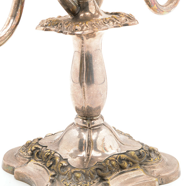 Pair of Sheffield Silver Plate Three Light Candelabra {Height 10 3/4 inches, width 11 inches} - Image 6 of 6