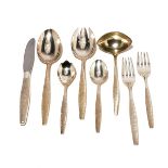 Set of S. Kirk & Son Florentine Sterling Silver Flatware: Comprising twelve dinner forks {length 7