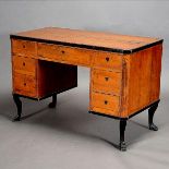 Swedish Biedermeier Pedestal Desk with Ebonized Paw Feet, 19th Century {Dimensions 31 3/4 x 48 x