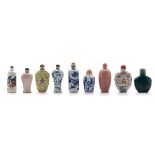 Nine Ceramic Snuff Bottles, 19th Century   Nine Ceramic Snuff Bottles This group comprises three