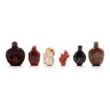 Six Organic Material Snuff Bottles*, 19th Century   Six Organic Material Snuff Bottles* This group