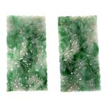 A Pair of Green Jadeite Plaques   A Pair of Green Jadeite Plaques Both of bright green color and