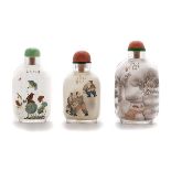 Three Inside-Painted Snuff Bottles, 20th Century   Three Inside-Painted Snuff Bottles The first is a