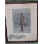 A Snaffles coloured print – 'The Gunner – Good Hunting old Sportsman!', 17” x 13.5” overall