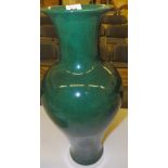 A modern green glazed porcelain baluster vase in K'anghsi style – break to rim