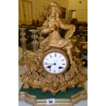 A 19thC French gilt spelter striking mantel clock – J.W. Benson, London