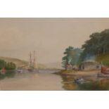 Luscombe – 19thC watercolour – River Dart with shipping, 10.5” x 15.5”