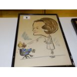 Tony Grogan – watercolour caricature – Margaret Thatcher