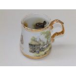 A clobbered porcelain equestrian mug – 'God Bless Pinky', a Royal Worcester blanc-de-chine teacup