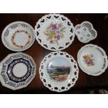 Two ribbon plates and four dishes (6)