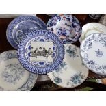 A Victorian ironstone dish and seven plates (8)