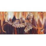 Margaret Jean Jury – oil impasto on board – Birds of paradise, signed, 17” x 36”