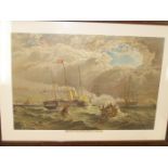 A Victorian colour print – 'Saluting the Queen's Yacht – Plymouth Sound'