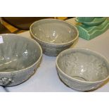 Humphrey Wakefield (St Mary's, Scilly Isles) – a set of three graduated celadon glazed bowls