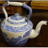 A Spode Italian pattern blue & white tea kettel, 12” across