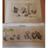 Nine signed French prints – caricatures of dogs – unframed