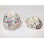 An Oriental figural painted eggshell china bowl & cover